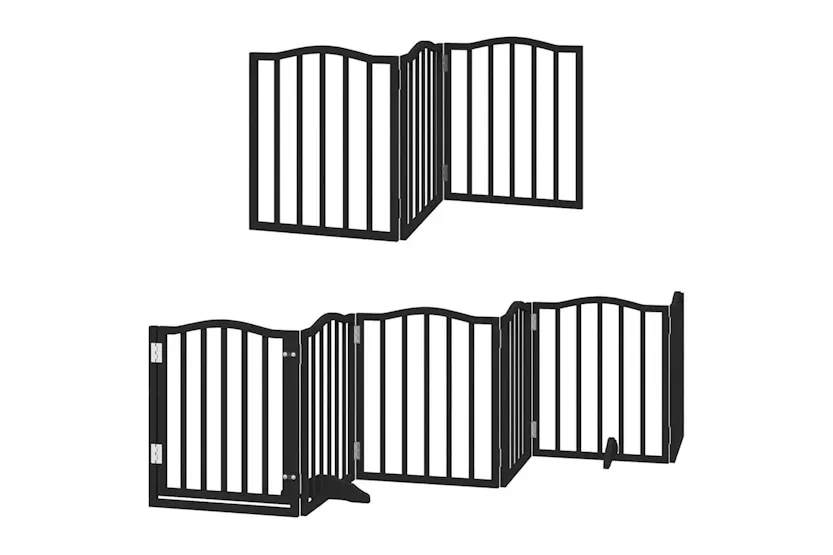 Vidaxl Dog Gate With Door Foldable 15 Panels Black 750 Cm Poplar Wood Vidaxl Dog Gate With Door Foldable 15 Panels Black 750 Cm Poplar Wood