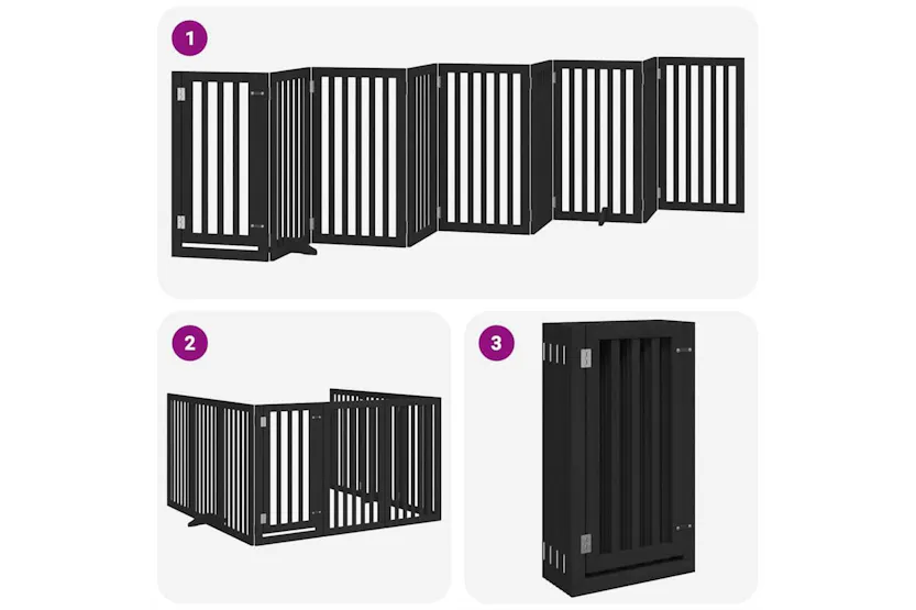 Vidaxl Dog Gate With Door Foldable 9 Panels Black 450 Cm Poplar Wood Vidaxl Dog Gate With Door Foldable 9 Panels Black 450 Cm Poplar Wood
