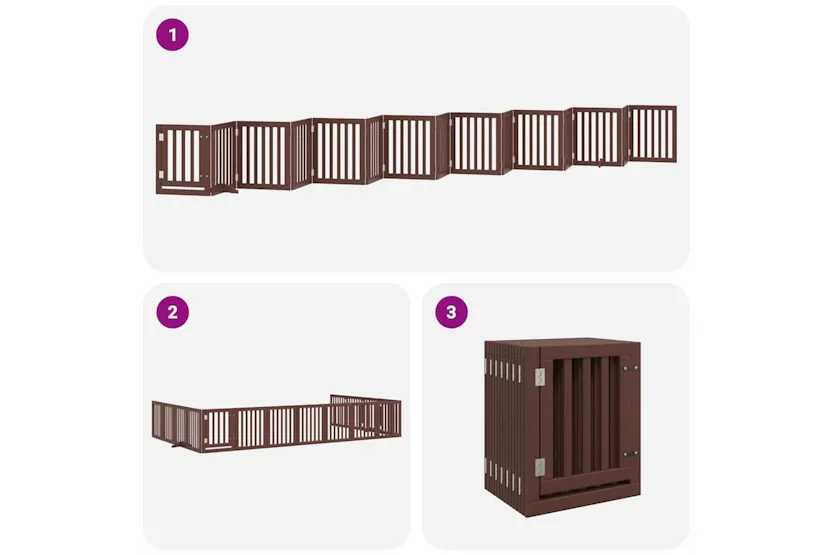 Vidaxl Dog Gate With Door Foldable 15 Panels Brown 750 Cm Poplar Wood Vidaxl Dog Gate With Door Foldable 15 Panels Brown 750 Cm Poplar Wood