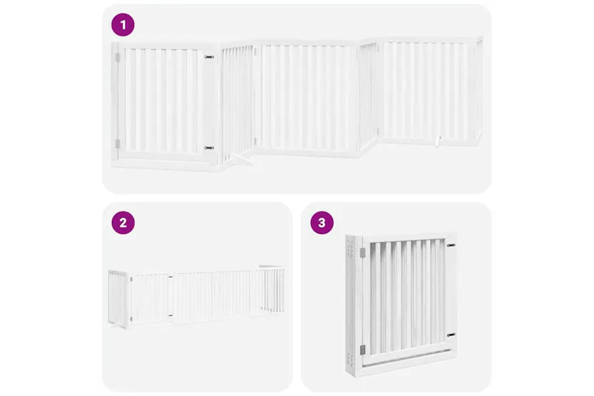 Vidaxl Dog Gate With Door Foldable 6 Panels White 480 Cm Poplar Wood Vidaxl Dog Gate With Door Foldable 6 Panels White 480 Cm Poplar Wood