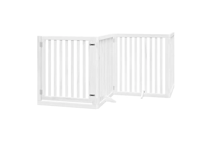 Vidaxl Dog Gate With Door Foldable 12 Panels White 960 Cm Poplar Wood Vidaxl Dog Gate With Door Foldable 12 Panels White 960 Cm Poplar Wood
