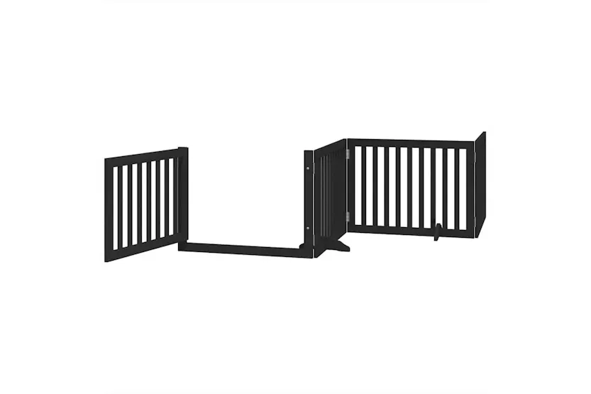 Vidaxl Dog Gate With Door Foldable 8 Panels Black 640 Cm Poplar Wood Vidaxl Dog Gate With Door Foldable 8 Panels Black 640 Cm Poplar Wood