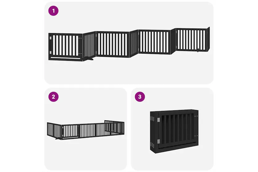 Vidaxl Dog Gate With Door Foldable 8 Panels Black 640 Cm Poplar Wood Vidaxl Dog Gate With Door Foldable 8 Panels Black 640 Cm Poplar Wood