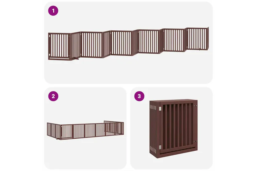 Vidaxl Dog Gate With Door Foldable 12 Panels Brown 960 Cm Poplar Wood Vidaxl Dog Gate With Door Foldable 12 Panels Brown 960 Cm Poplar Wood