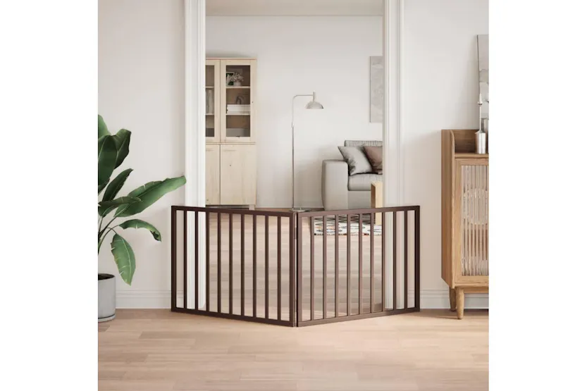 Vidaxl Dog Gate Foldable 2 Panels Brown 160 Cm Poplar Wood Vidaxl Dog Gate Foldable 2 Panels Brown 160 Cm Poplar Wood