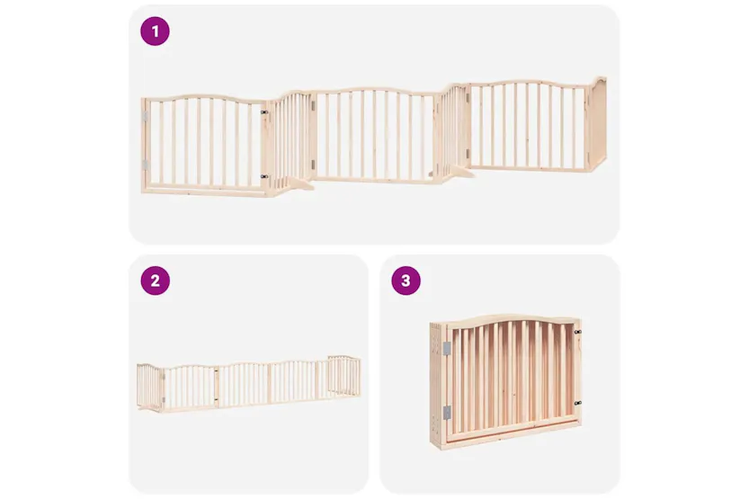 Vidaxl Dog Gate With Door Foldable 6 Panels 480 Cm Poplar Wood Vidaxl Dog Gate With Door Foldable 6 Panels 480 Cm Poplar Wood