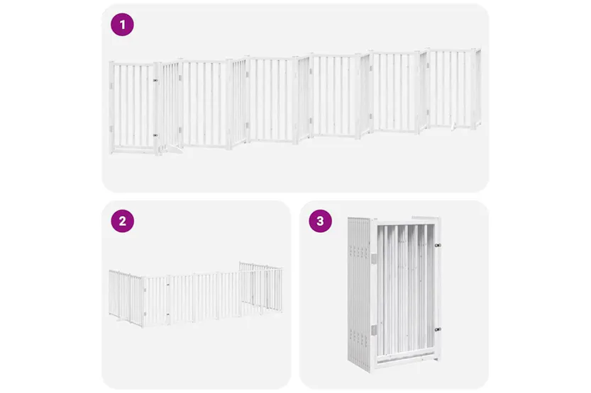 Vidaxl Dog Gate With Door Foldable 12 Panels White 600 Cm Poplar Wood Vidaxl Dog Gate With Door Foldable 12 Panels White 600 Cm Poplar Wood