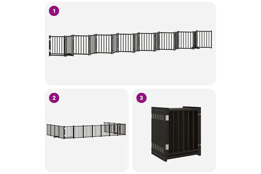 Vidaxl Dog Gate With Door Foldable 15 Panels Black 750 Cm Poplar Wood Vidaxl Dog Gate With Door Foldable 15 Panels Black 750 Cm Poplar Wood