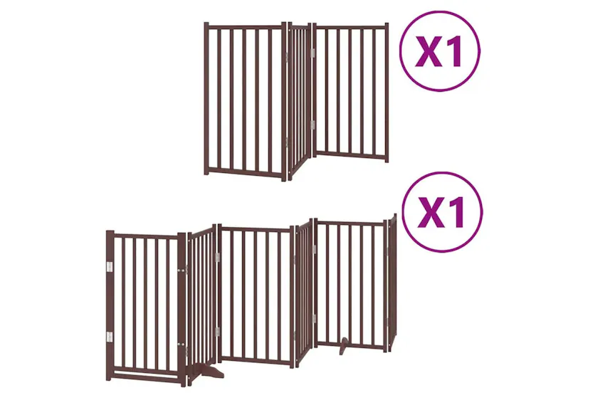 Vidaxl Dog Gate With Door Foldable 9 Panels Brown 450 Cm Poplar Wood Vidaxl Dog Gate With Door Foldable 9 Panels Brown 450 Cm Poplar Wood