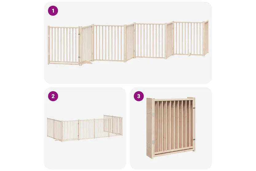 Vidaxl Dog Gate With Door Foldable 8 Panels 640 Cm Poplar Wood Vidaxl Dog Gate With Door Foldable 8 Panels 640 Cm Poplar Wood