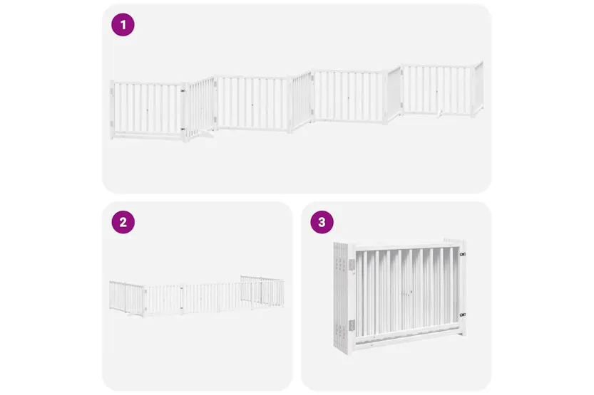 Vidaxl Dog Gate With Door Foldable 8 Panels White 640 Cm Poplar Wood Vidaxl Dog Gate With Door Foldable 8 Panels White 640 Cm Poplar Wood
