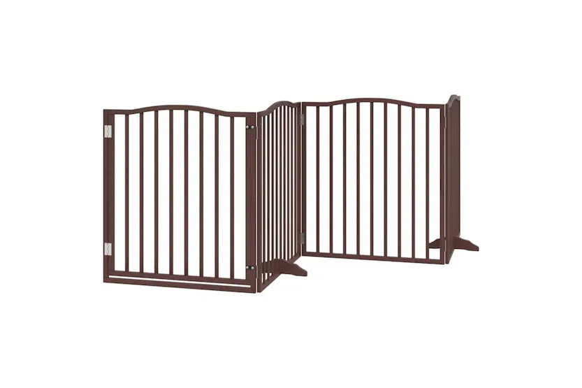Vidaxl Dog Gate With Door Foldable 6 Panels Brown 480 Cm Poplar Wood Vidaxl Dog Gate With Door Foldable 6 Panels Brown 480 Cm Poplar Wood