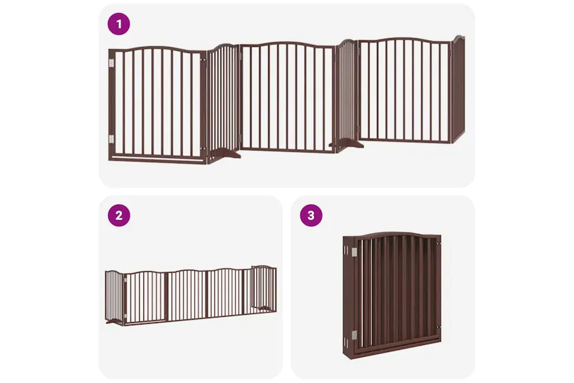 Vidaxl Dog Gate With Door Foldable 6 Panels Brown 480 Cm Poplar Wood Vidaxl Dog Gate With Door Foldable 6 Panels Brown 480 Cm Poplar Wood