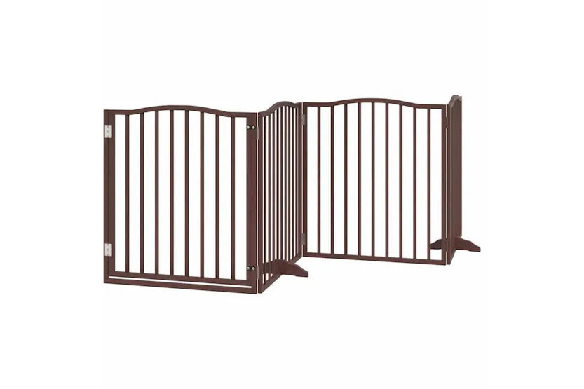 Vidaxl Dog Gate With Door Foldable 12 Panels Brown 960 Cm Poplar Wood Vidaxl Dog Gate With Door Foldable 12 Panels Brown 960 Cm Poplar Wood