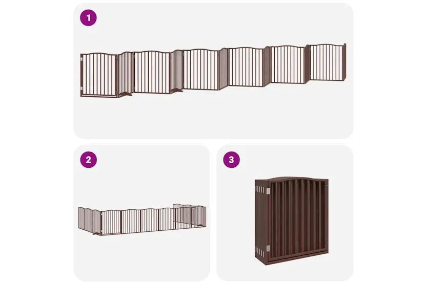 Vidaxl Dog Gate With Door Foldable 12 Panels Brown 960 Cm Poplar Wood Vidaxl Dog Gate With Door Foldable 12 Panels Brown 960 Cm Poplar Wood