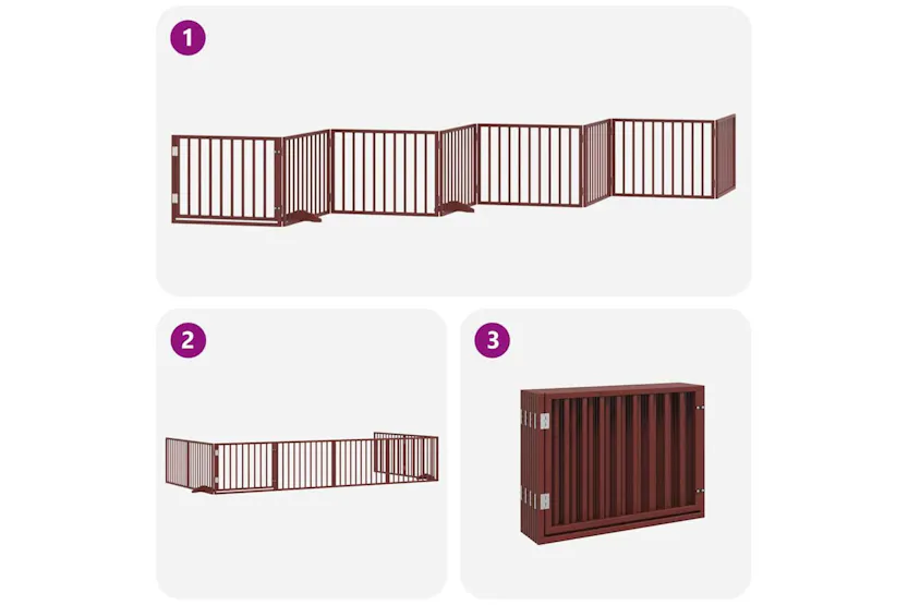 Vidaxl Dog Gate With Door Foldable 8 Panels Brown 640 Cm Poplar Wood Vidaxl Dog Gate With Door Foldable 8 Panels Brown 640 Cm Poplar Wood