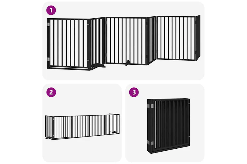 Vidaxl Dog Gate With Door Foldable 6 Panels Black 480 Cm Poplar Wood Vidaxl Dog Gate With Door Foldable 6 Panels Black 480 Cm Poplar Wood