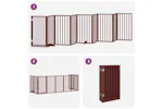 Vidaxl Dog Gate With Door Foldable 9 Panels Brown 450 Cm Poplar Wood Vidaxl Dog Gate With Door Foldable 9 Panels Brown 450 Cm Poplar Wood
