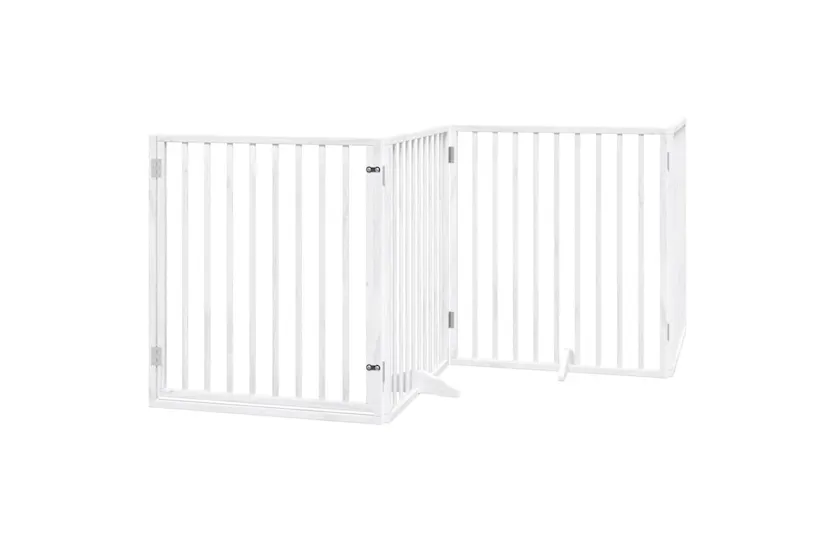Vidaxl Dog Gate With Door Foldable 6 Panels White 480 Cm Poplar Wood Vidaxl Dog Gate With Door Foldable 6 Panels White 480 Cm Poplar Wood