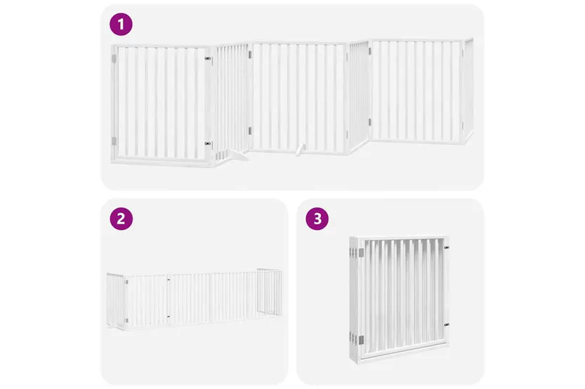 Vidaxl Dog Gate With Door Foldable 6 Panels White 480 Cm Poplar Wood Vidaxl Dog Gate With Door Foldable 6 Panels White 480 Cm Poplar Wood