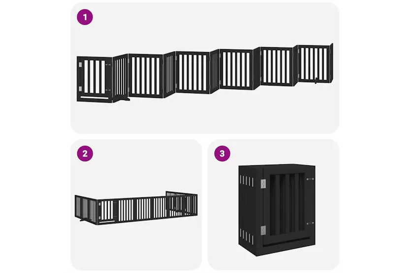 Vidaxl Dog Gate With Door Foldable 12 Panels Black 600 Cm Poplar Wood Vidaxl Dog Gate With Door Foldable 12 Panels Black 600 Cm Poplar Wood