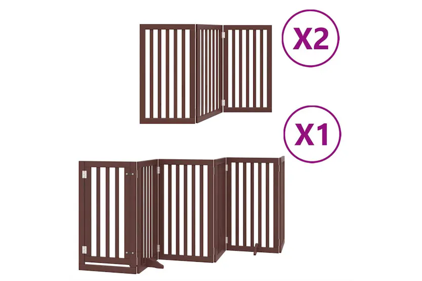 Vidaxl Dog Gate With Door Foldable 12 Panels Brown 600 Cm Poplar Wood Vidaxl Dog Gate With Door Foldable 12 Panels Brown 600 Cm Poplar Wood