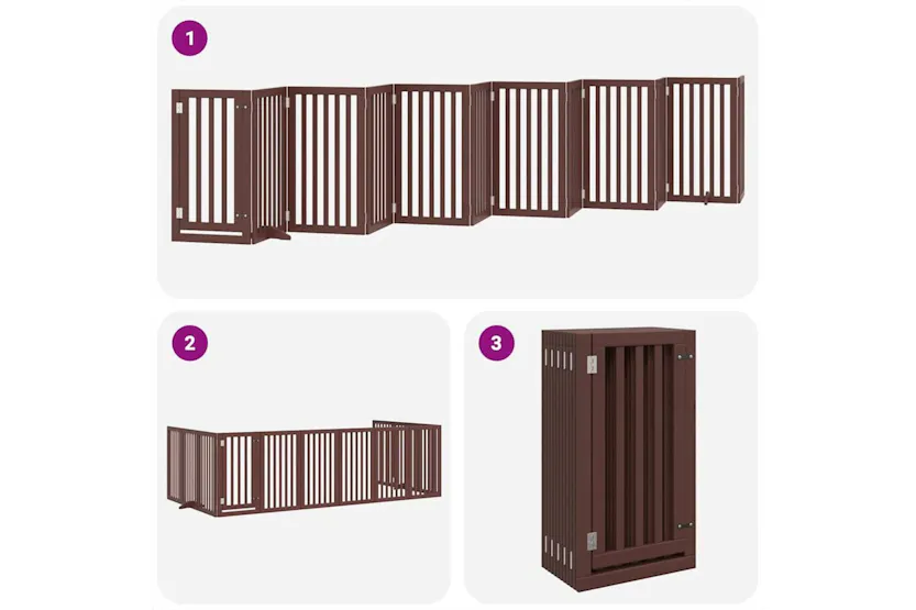 Vidaxl Dog Gate With Door Foldable 12 Panels Brown 600 Cm Poplar Wood Vidaxl Dog Gate With Door Foldable 12 Panels Brown 600 Cm Poplar Wood