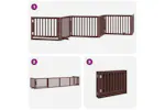 Vidaxl Dog Gate With Door Foldable 6 Panels Brown 480 Cm Poplar Wood Vidaxl Dog Gate With Door Foldable 6 Panels Brown 480 Cm Poplar Wood