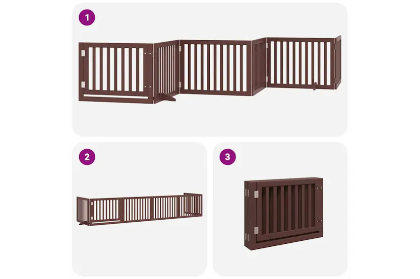 Vidaxl Dog Gate With Door Foldable 6 Panels Brown 480 Cm Poplar Wood Vidaxl Dog Gate With Door Foldable 6 Panels Brown 480 Cm Poplar Wood