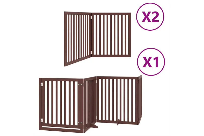 Vidaxl Dog Gate With Door Foldable 8 Panels Brown 640 Cm Poplar Wood Vidaxl Dog Gate With Door Foldable 8 Panels Brown 640 Cm Poplar Wood