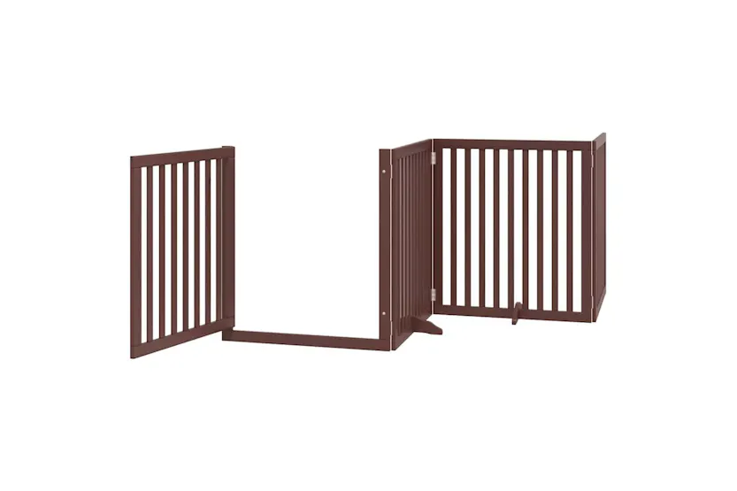 Vidaxl Dog Gate With Door Foldable 8 Panels Brown 640 Cm Poplar Wood Vidaxl Dog Gate With Door Foldable 8 Panels Brown 640 Cm Poplar Wood