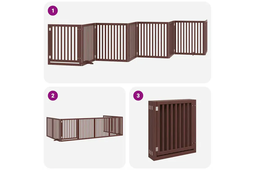 Vidaxl Dog Gate With Door Foldable 8 Panels Brown 640 Cm Poplar Wood Vidaxl Dog Gate With Door Foldable 8 Panels Brown 640 Cm Poplar Wood