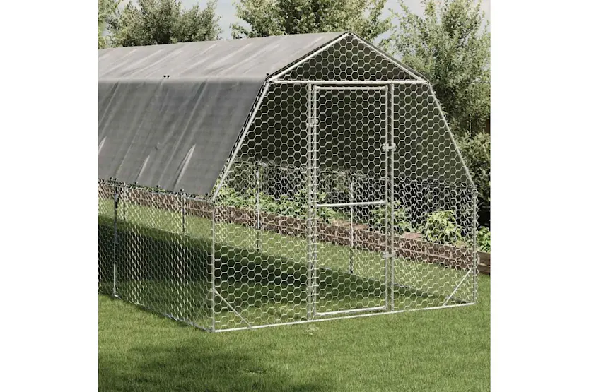 Vidaxl Chicken Run With Roof 25x10x225 M Galvanised Steel Vidaxl Chicken Run With Roof 25x10x225 M Galvanised Steel
