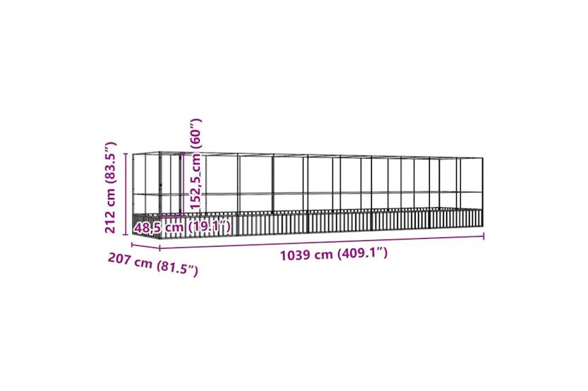 Vidaxl Aviary With Extension Silver 1039x207x212 Cm Steel Vidaxl Aviary With Extension Silver 1039x207x212 Cm Steel