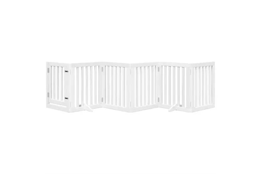 Vidaxl Dog Gate With Door Foldable 6 Panels White 300 Cm Poplar Wood Vidaxl Dog Gate With Door Foldable 6 Panels White 300 Cm Poplar Wood
