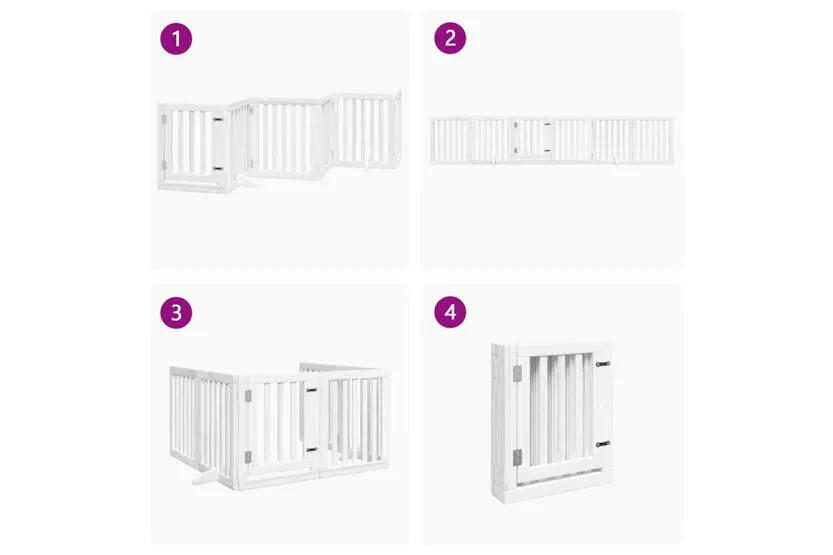 Vidaxl Dog Gate With Door Foldable 6 Panels White 300 Cm Poplar Wood Vidaxl Dog Gate With Door Foldable 6 Panels White 300 Cm Poplar Wood