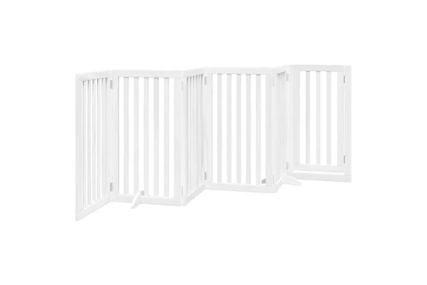 Vidaxl Dog Gate With Door Foldable 6 Panels White 300 Cm Poplar Wood Vidaxl Dog Gate With Door Foldable 6 Panels White 300 Cm Poplar Wood