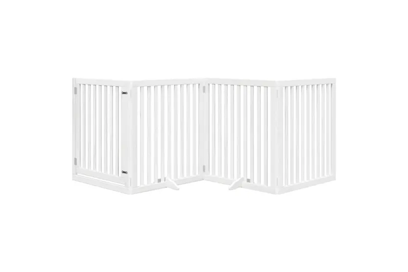 Vidaxl Dog Gate With Door Foldable 4 Panels White 320 Cm Poplar Wood Vidaxl Dog Gate With Door Foldable 4 Panels White 320 Cm Poplar Wood