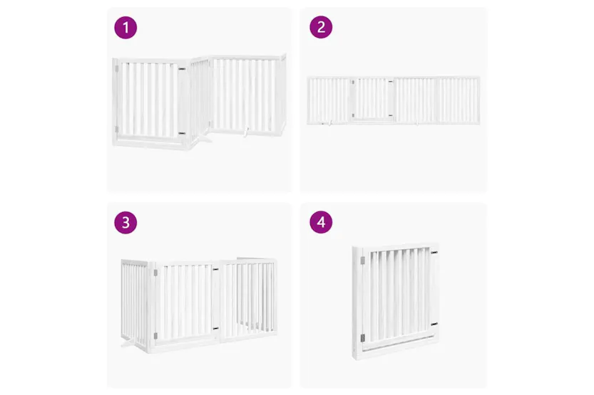 Vidaxl Dog Gate With Door Foldable 4 Panels White 320 Cm Poplar Wood Vidaxl Dog Gate With Door Foldable 4 Panels White 320 Cm Poplar Wood