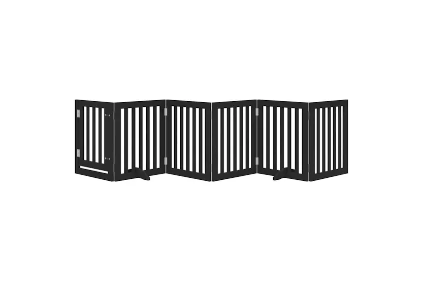 Vidaxl Dog Gate With Door Foldable 6 Panels Black 300 Cm Poplar Wood Vidaxl Dog Gate With Door Foldable 6 Panels Black 300 Cm Poplar Wood