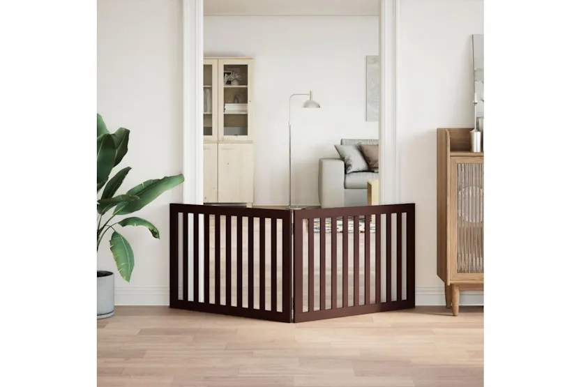 Vidaxl Dog Gate Foldable 2 Panels Brown 160 Cm Poplar Wood Vidaxl Dog Gate Foldable 2 Panels Brown 160 Cm Poplar Wood