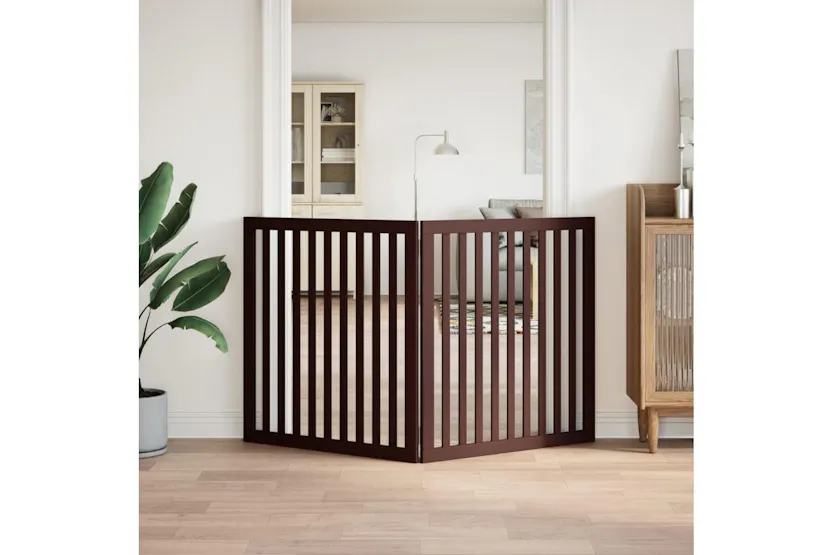 Vidaxl Dog Gate Foldable 2 Panels Brown 160 Cm Poplar Wood Vidaxl Dog Gate Foldable 2 Panels Brown 160 Cm Poplar Wood
