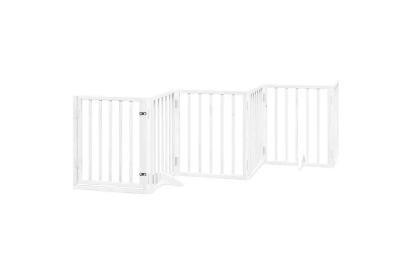 Vidaxl Dog Gate With Door Foldable 6 Panels White 300 Cm Poplar Wood Vidaxl Dog Gate With Door Foldable 6 Panels White 300 Cm Poplar Wood