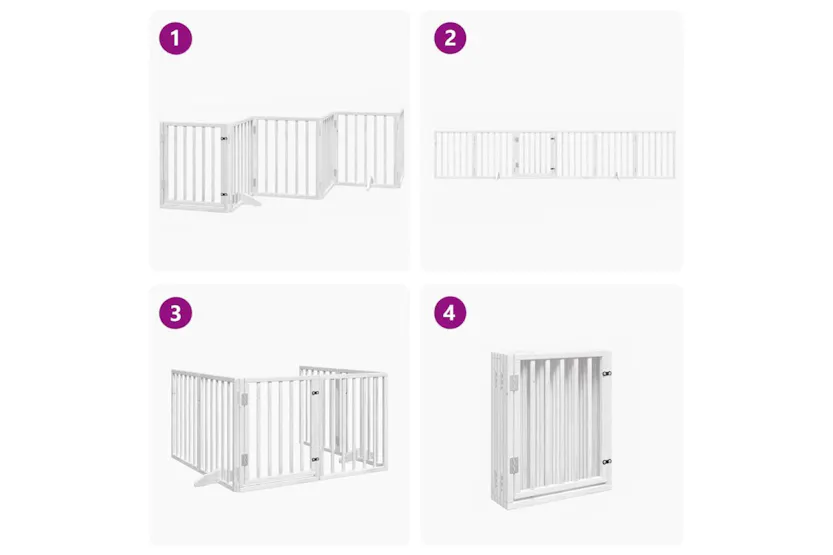 Vidaxl Dog Gate With Door Foldable 6 Panels White 300 Cm Poplar Wood Vidaxl Dog Gate With Door Foldable 6 Panels White 300 Cm Poplar Wood