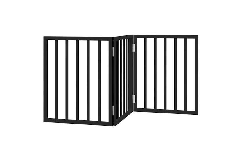 Vidaxl Dog Gate Foldable 3 Panels Black 150 Cm Poplar Wood Vidaxl Dog Gate Foldable 3 Panels Black 150 Cm Poplar Wood