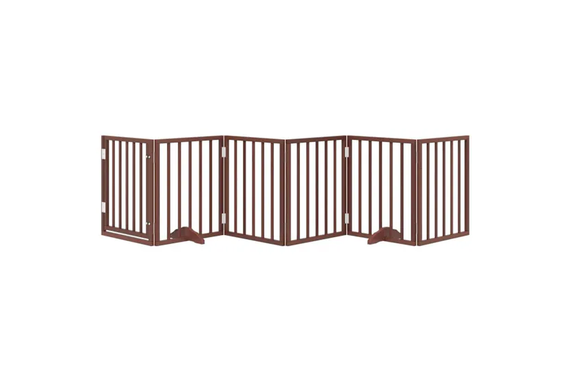 Vidaxl Dog Gate With Door Foldable 6 Panels Brown 300 Cm Poplar Wood Vidaxl Dog Gate With Door Foldable 6 Panels Brown 300 Cm Poplar Wood