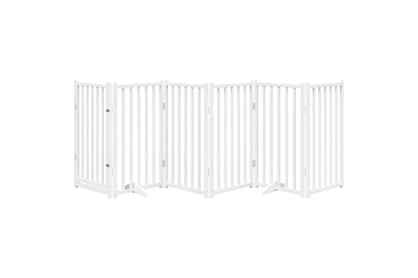 Vidaxl Dog Gate With Door Foldable 6 Panels White 300 Cm Solid Wood Fir Vidaxl Dog Gate With Door Foldable 6 Panels White 300 Cm Solid Wood Fir