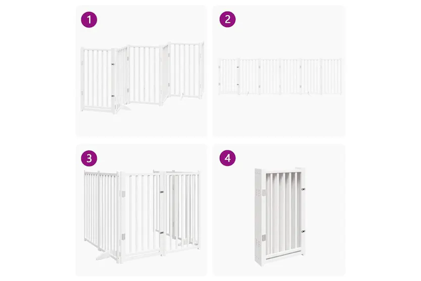 Vidaxl Dog Gate With Door Foldable 6 Panels White 300 Cm Solid Wood Fir Vidaxl Dog Gate With Door Foldable 6 Panels White 300 Cm Solid Wood Fir