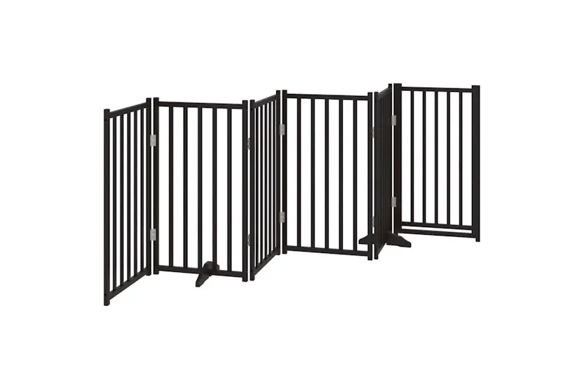 Vidaxl Dog Gate With Door Foldable 6 Panels Black 300 Cm Solid Wood Fir Vidaxl Dog Gate With Door Foldable 6 Panels Black 300 Cm Solid Wood Fir