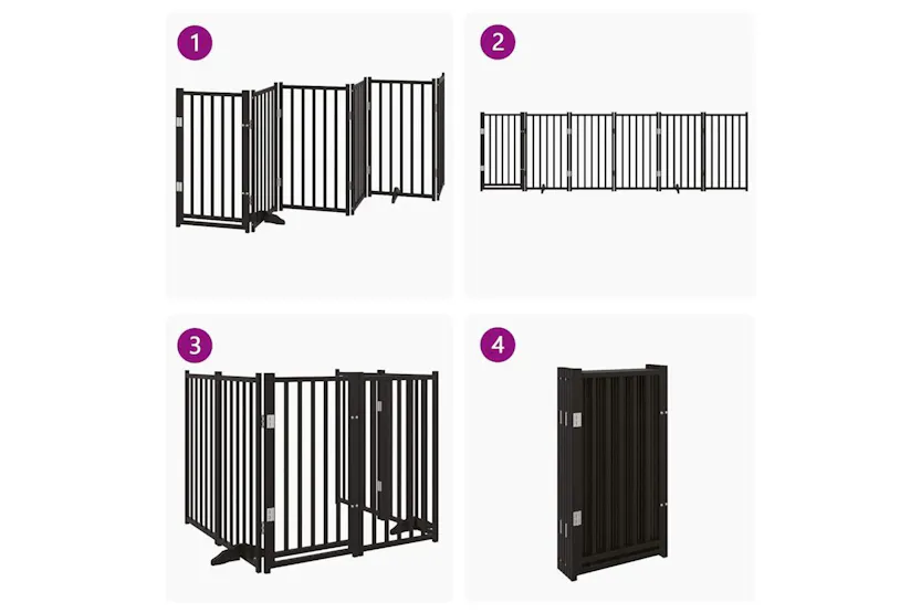 Vidaxl Dog Gate With Door Foldable 6 Panels Black 300 Cm Solid Wood Fir Vidaxl Dog Gate With Door Foldable 6 Panels Black 300 Cm Solid Wood Fir